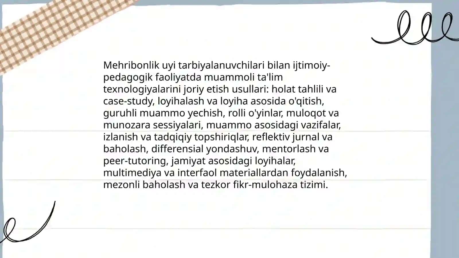 Mehribonlik uyi tarbiyanuvchilari bilan olib boriladigan ijtimoiy pedagog faoliyatda muammoli talim texnalogiyalardan foydalanish 3