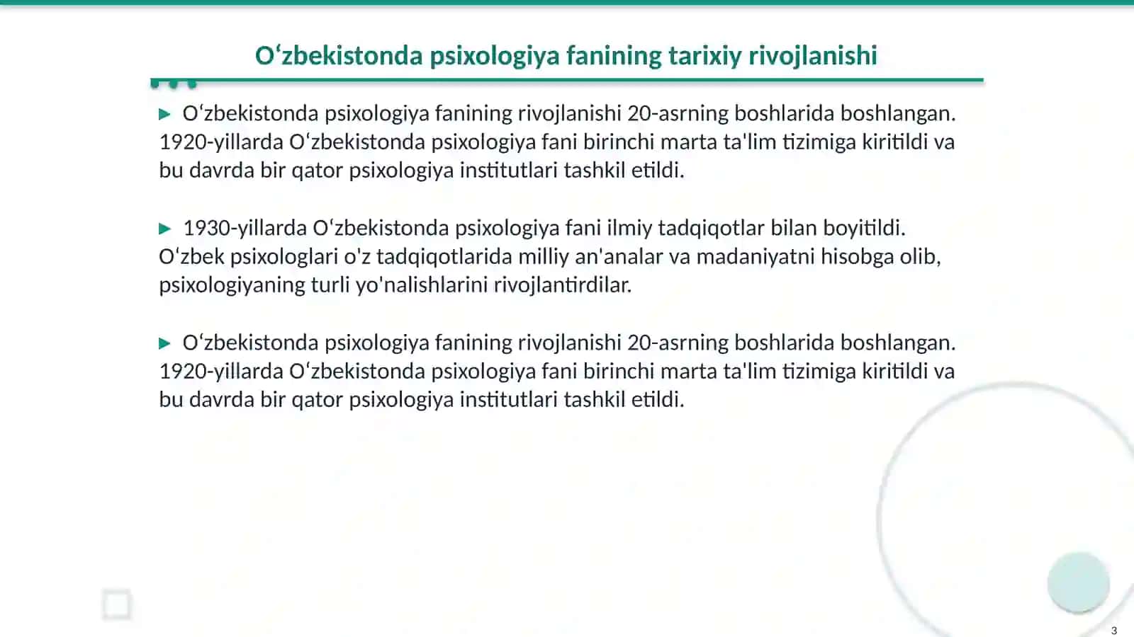 Oʻzbekistonda psixologiya faning rivojlanishi 3