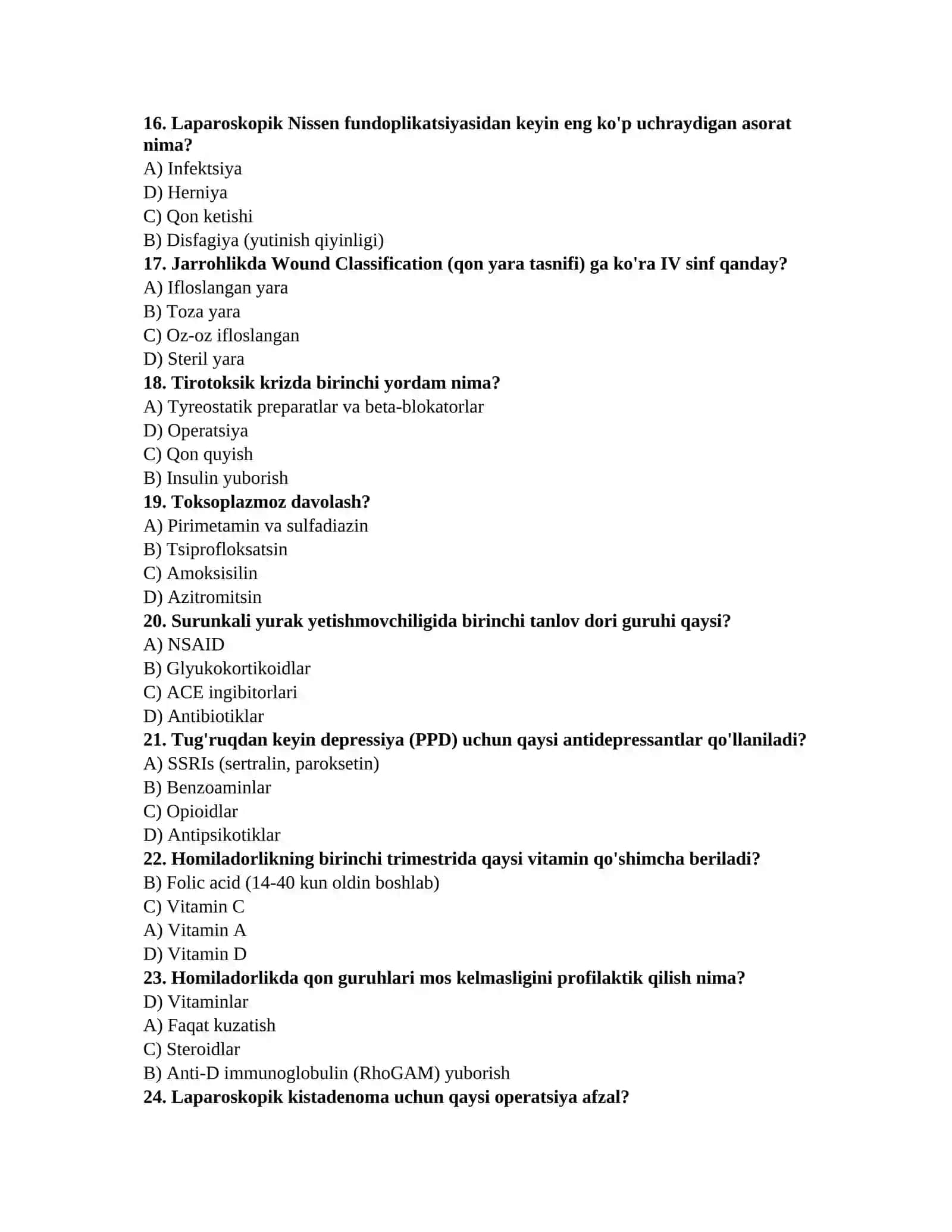 Tibbiyot fanidan test 3