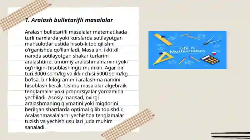 Aralashma va foizga doir masalalar 3