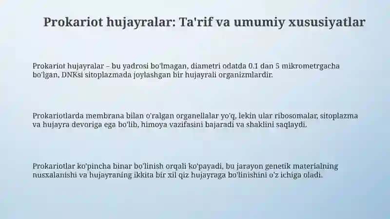 Prokariot hujayra va ularni o'ziga xos turlari 3
