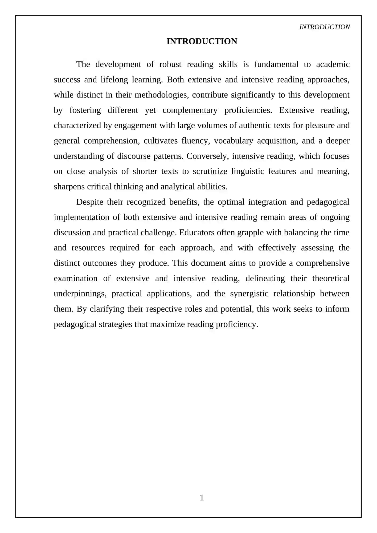 Extensive and Intensive Reading Course Work 3