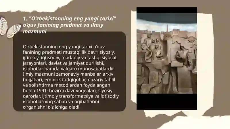 O‘zbekistonning eng yangi tarixi” o‘quv fanining predmeti 3