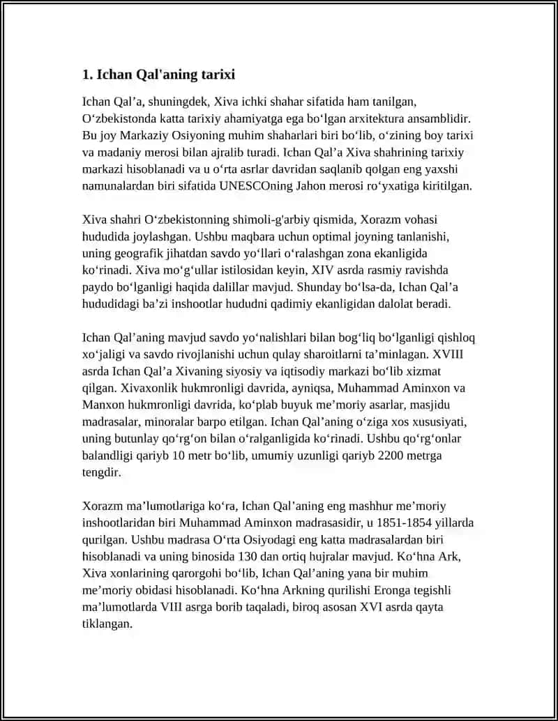 REFERAT Mavzu: ICHAN QALA “OTA DARVOZASI” 3