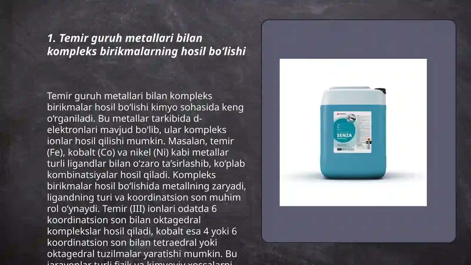 Temir Kobalt Nikelni kompleks birikmalari va farmatsiyadagi ahamiyati 3