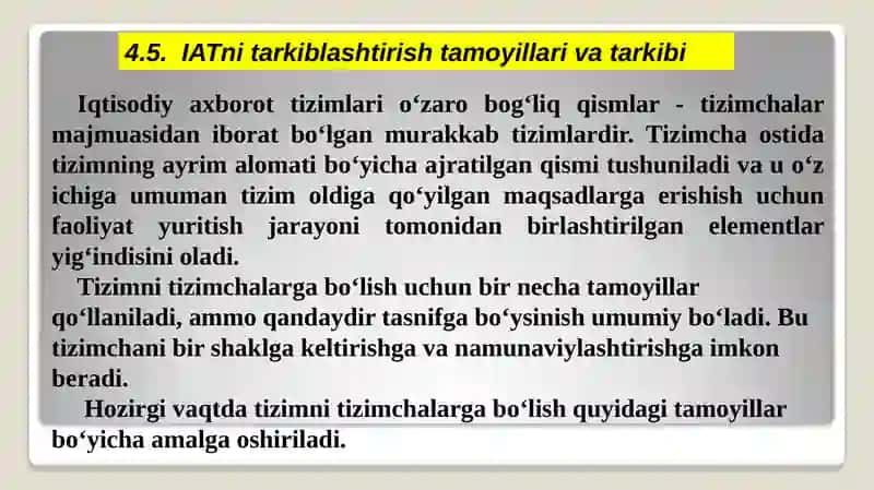 IQTISODIY AXBOROT TIZIMLARINING QURILISH TAMOYILLARI VA KONSEPSIYASI 3