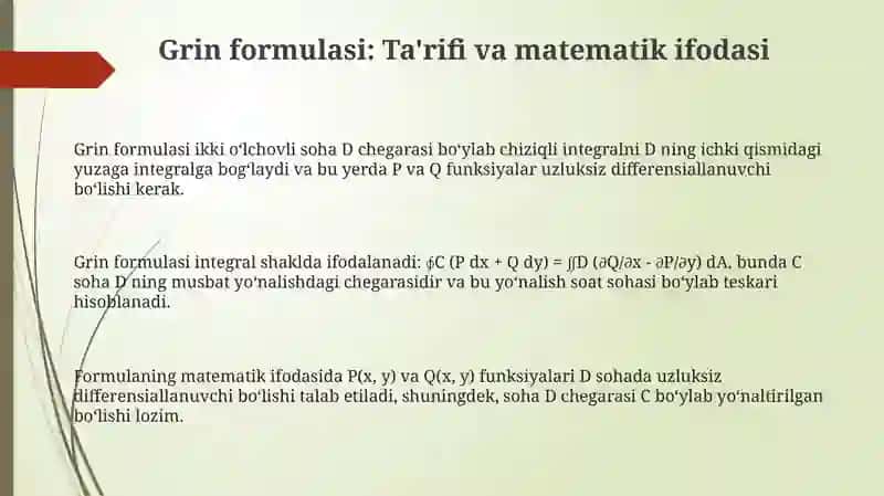 Grin formulasi: Ta'rifi va matematik ifodasi 3