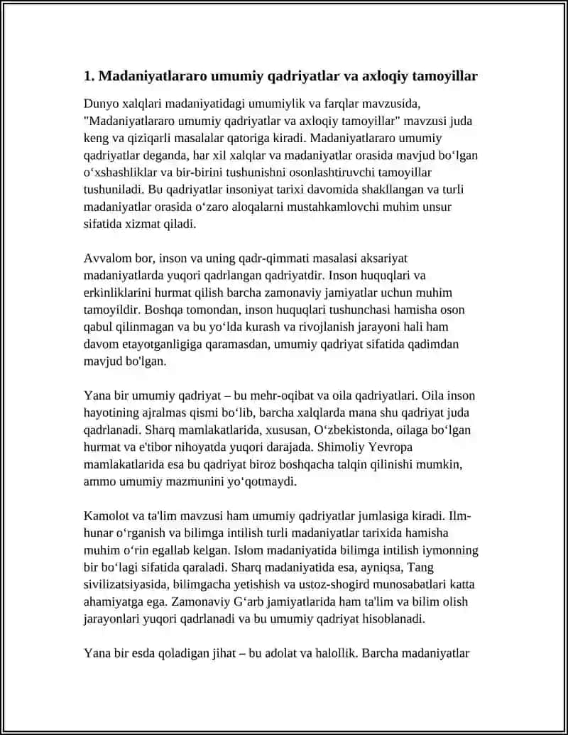 DUNYO XALQLARI MADANYATIDAGI UMUMIYLIK VA FARQLARI 3