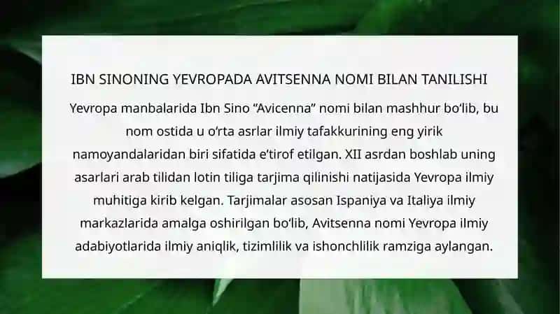 IBN SINO YEVROPA OLIMLARI TALQINIDA 3