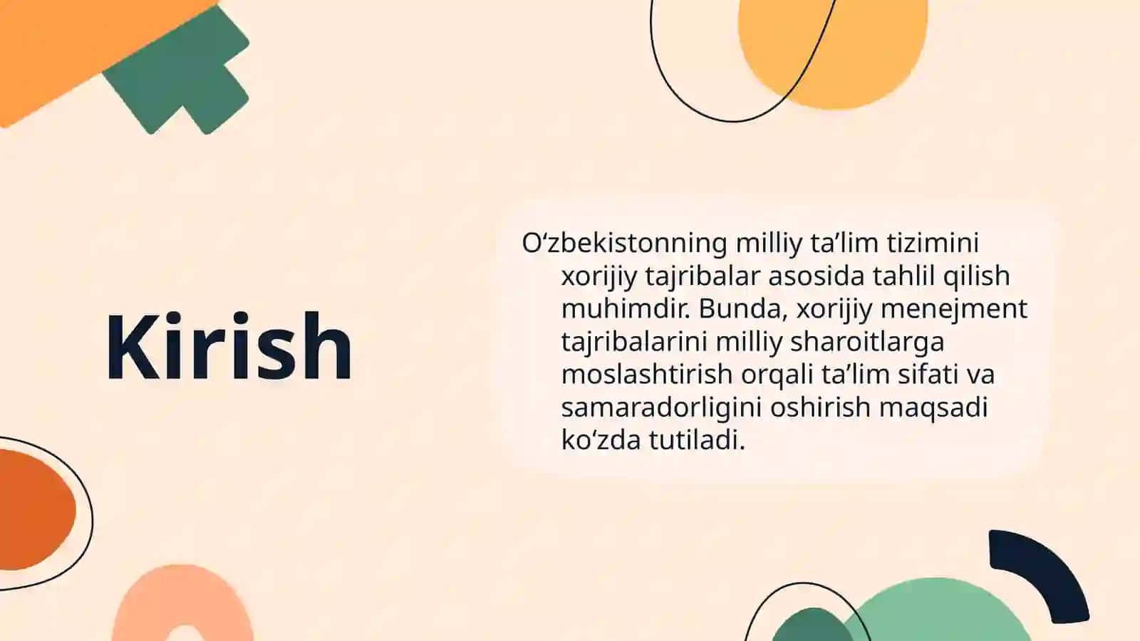 Xorijiy tajriba asosida taqdimot oeijiy menejment tajribasini milliy talimga moslashtirish bo'yicha tahlil va takliflar 3
