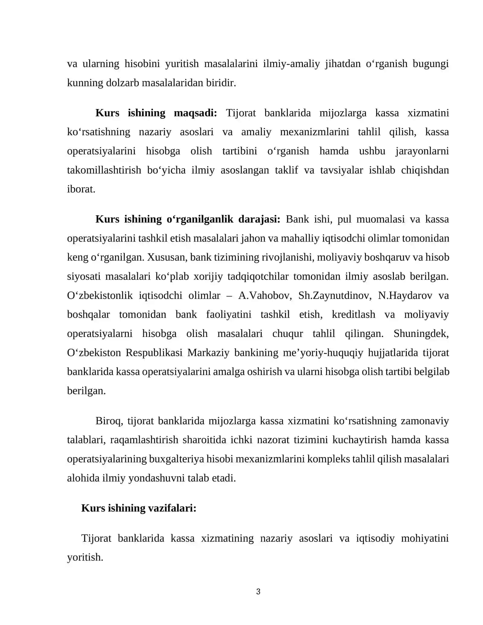 Tijorat bankining mijozlarga kassa xizmatini ko'rsatish tartibi va ularning hisobi 3