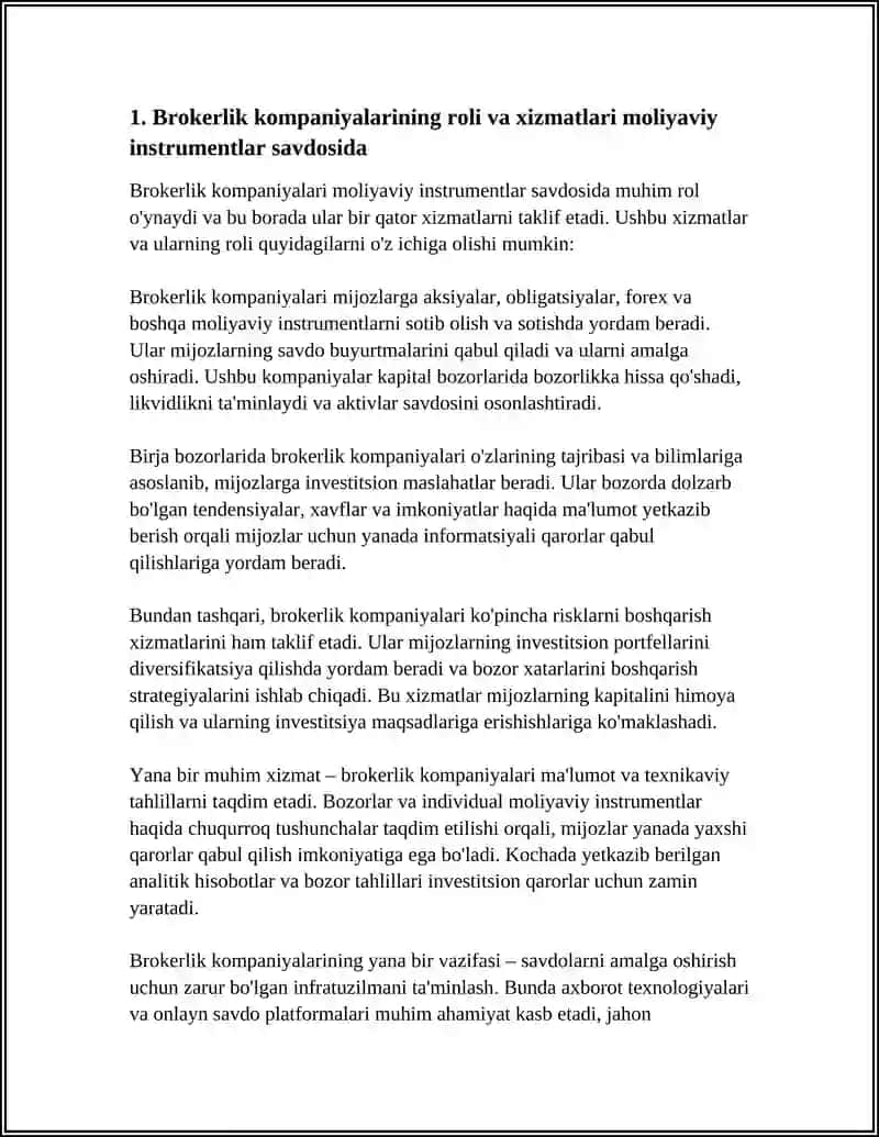 MOLIYAVIY INSTRUMENTLAR SAVDOSIGA KOʻMAKLASHUVCHI TASHKILOTLAR 3