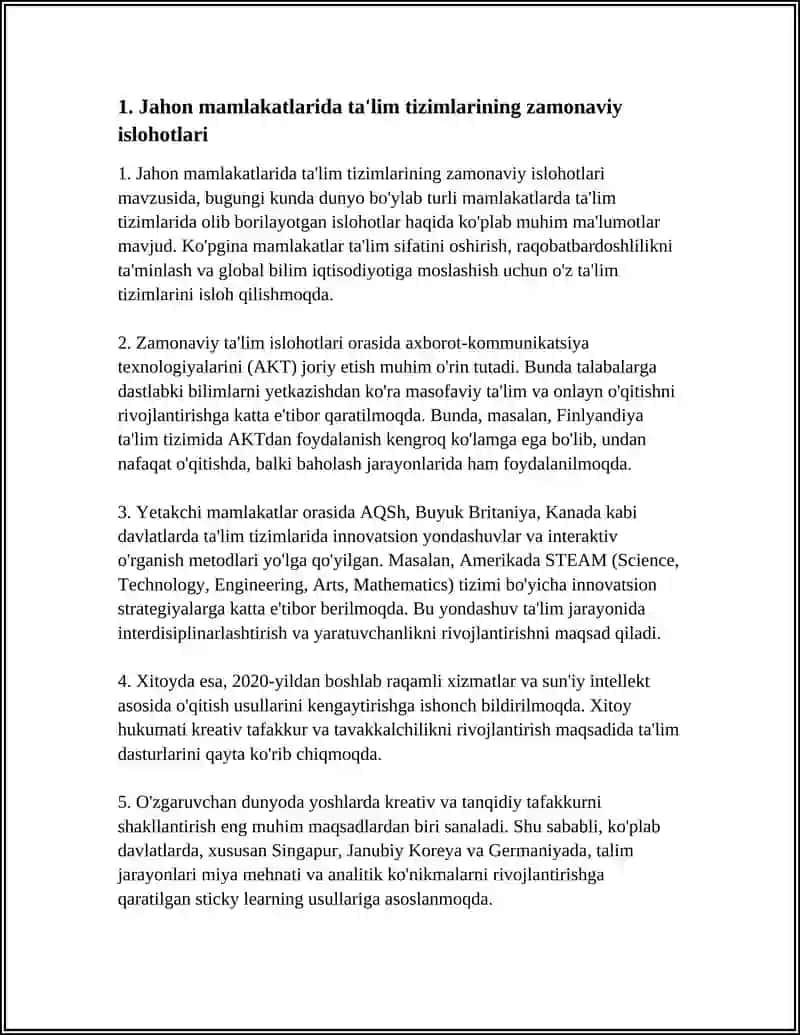 Jahon mamlakatlarida ta'lim tizimlarining zamonaviy islohotlari 3
