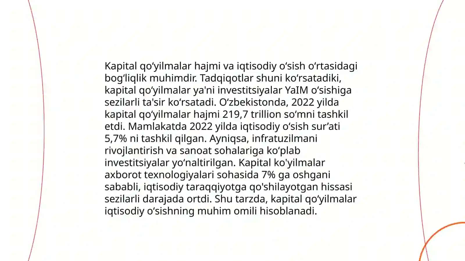 Kapital qoʻyilmalar hajmi va ularning iqtisodiyotga investitsion salbiy taʼsiri 3