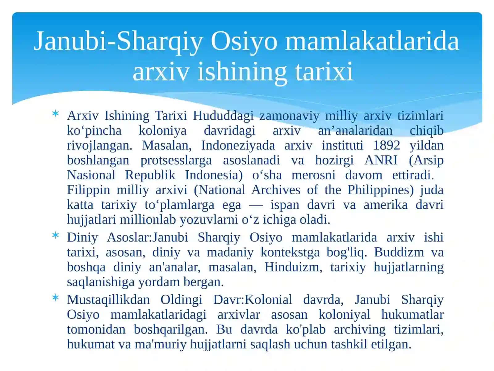 JANUBI-SHARQIY OSIYO MAMLAKATLARIDA ARXIV ISHI 3