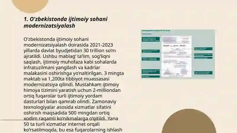 O'zbekistonda ijtimoiy sohada amalga oshirilayotgan o'zgarishlar mazmun va mohiyati 3