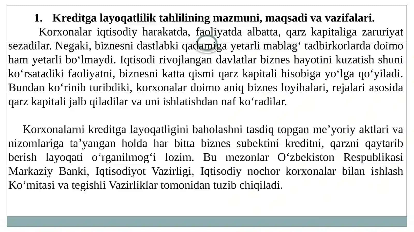 KREDITGA LAYOQATLILIK TAHLILI 3