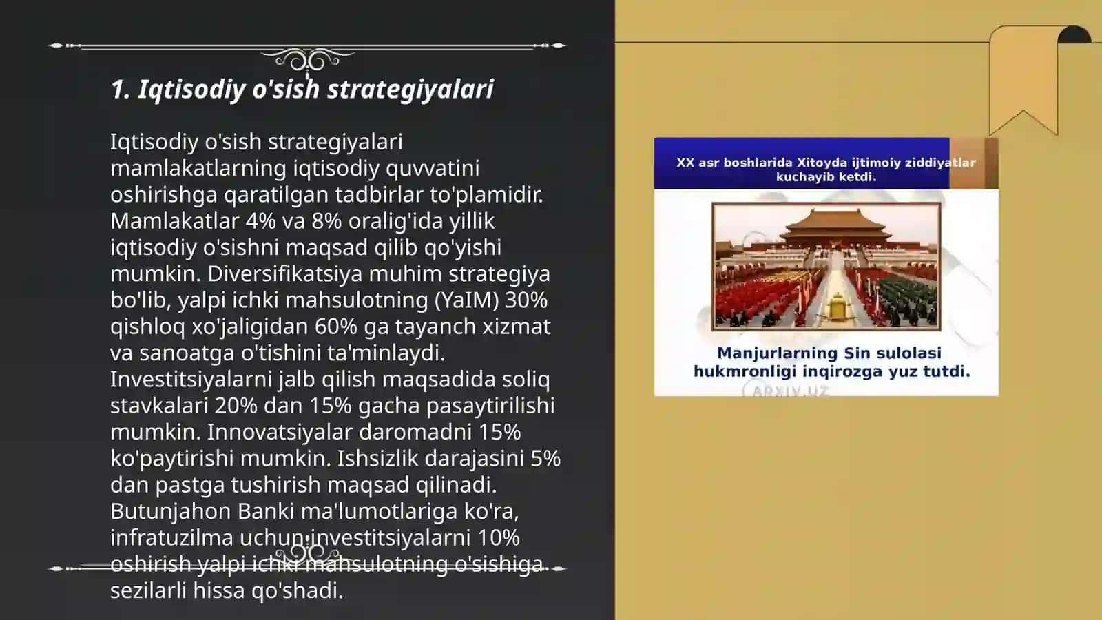 Yuksalish rivojlanish va iqtisodiy siyosat 3