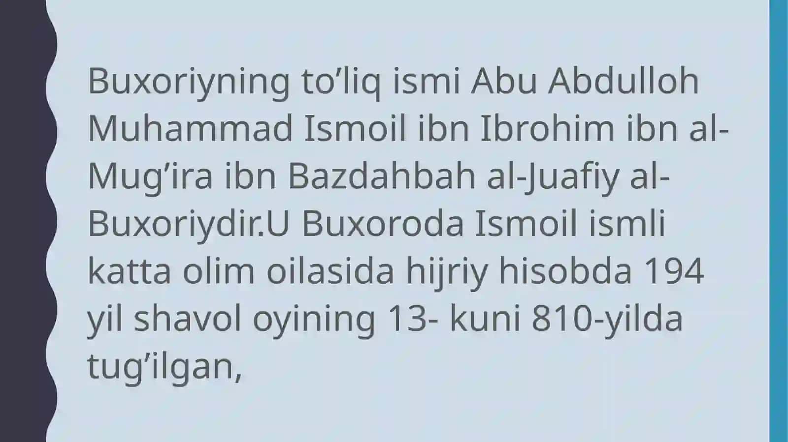 Imomal-Buxoriyning hayoti 3