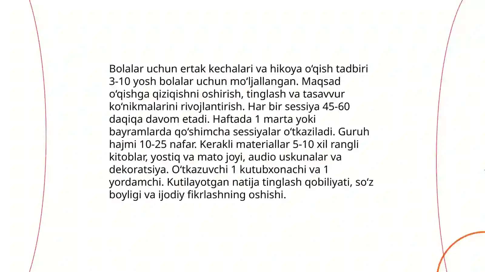 Bolalar uchun ertak kechalari va hikoya o‘qish tadbiri 3