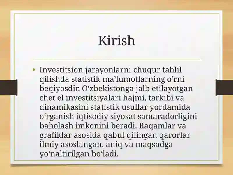 O‘zbekistongachetelinvestitsiyalarinijalbetishnistatistiko‘rganish 3