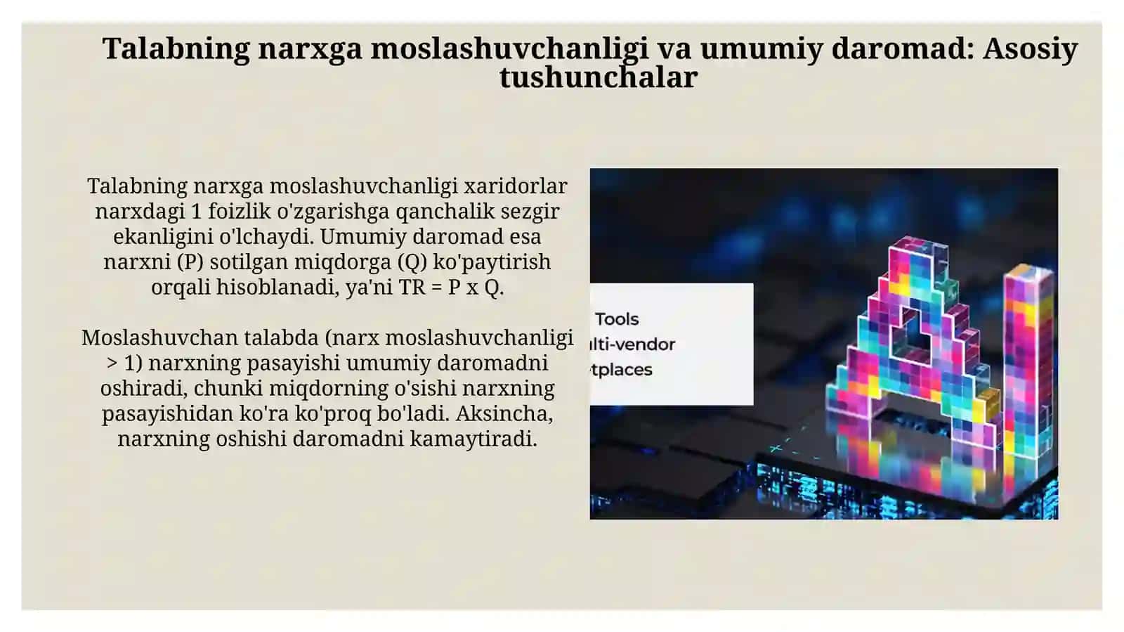 Sotuvchi daromadini talab elastikligiga koʻra taxlili 3