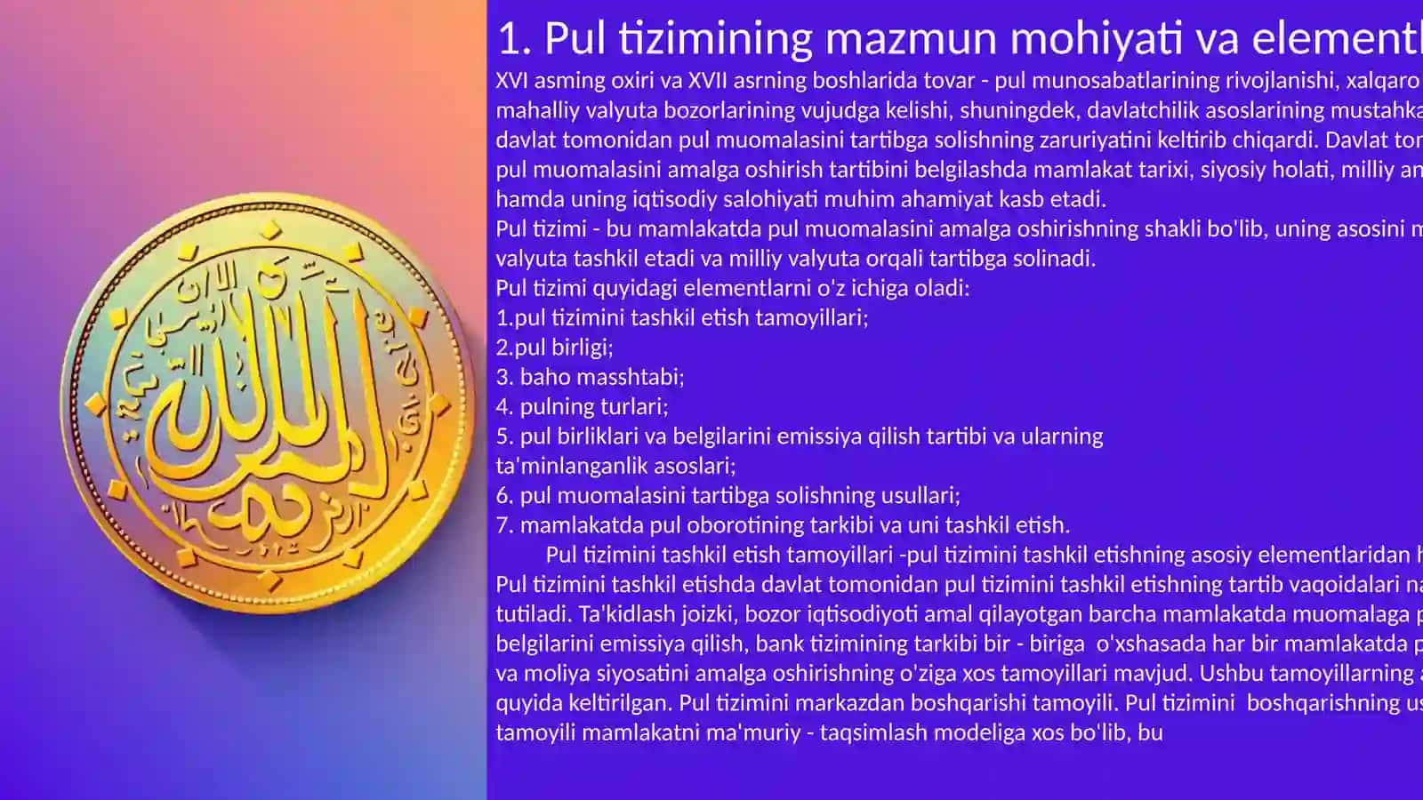 OʻZBEKISTON PUL TIZIMINING ELEMENTLARI 3