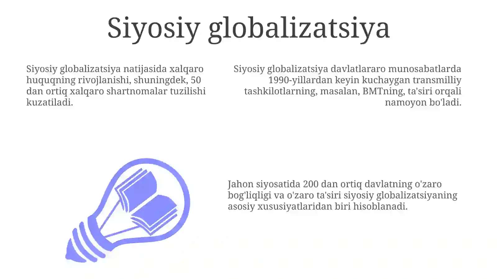 Globalizatsiya Tushunchasi, Mohiyati, Jamiiyatda Namoyon Bo'lish Xususiyatlari 3