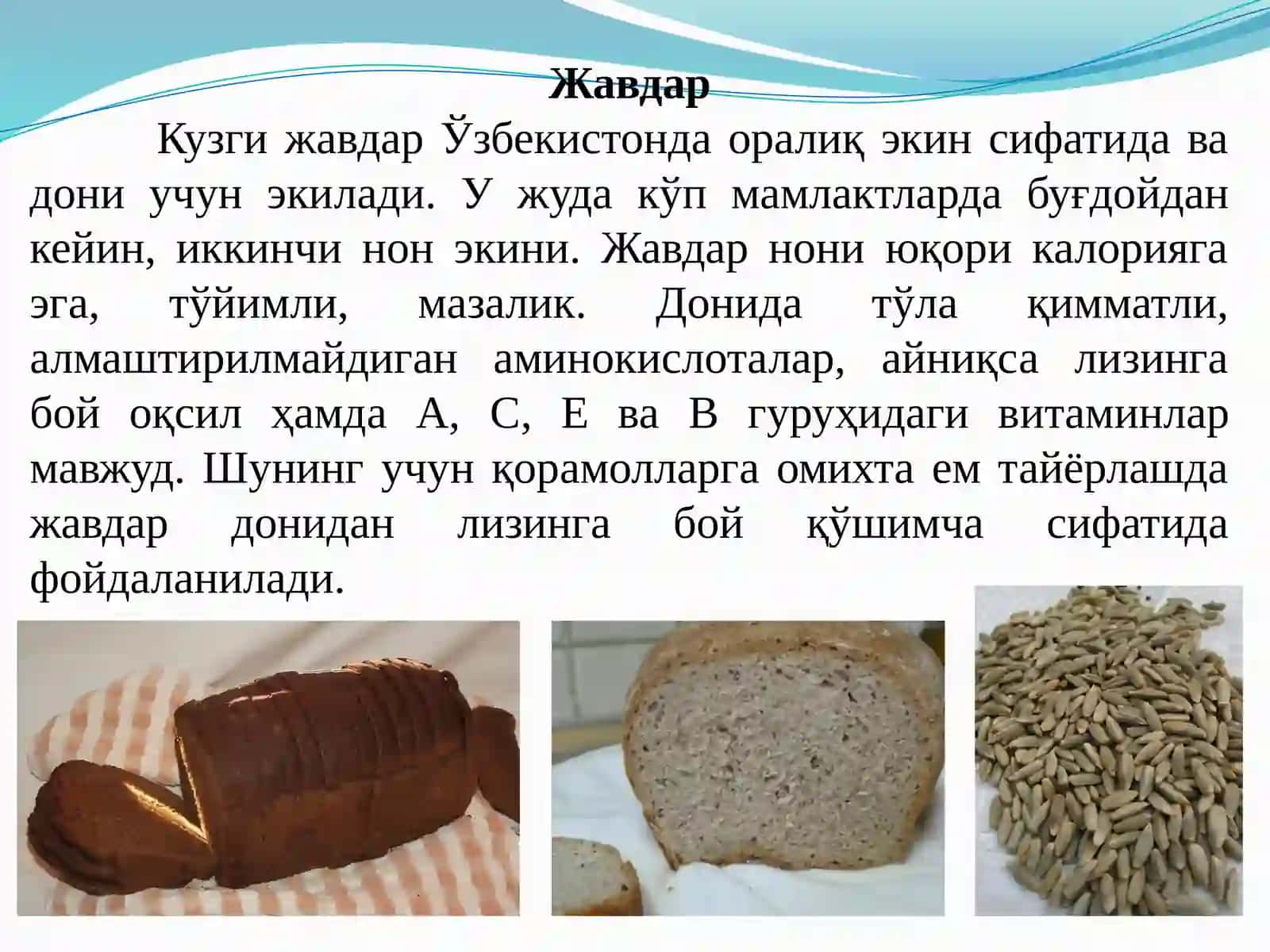 Жавдар биологияси ва етиштириш технологияси 3