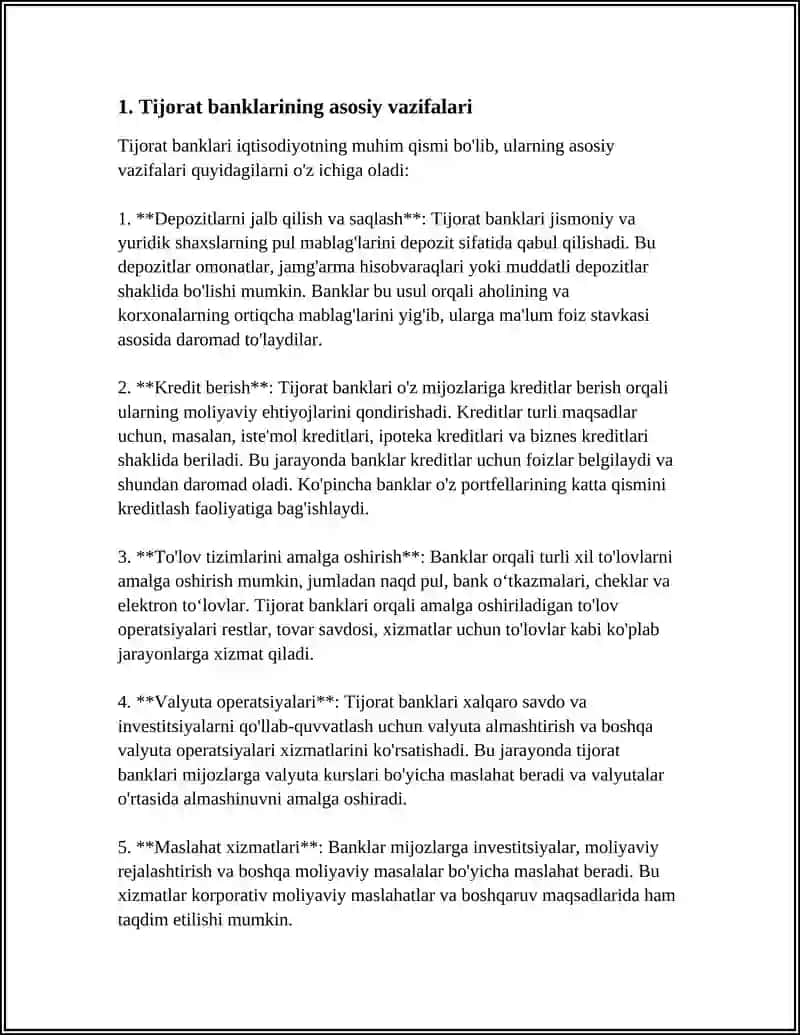 TIJORAT BANKLARI VA ULARNING FUNKSIYALARI 3
