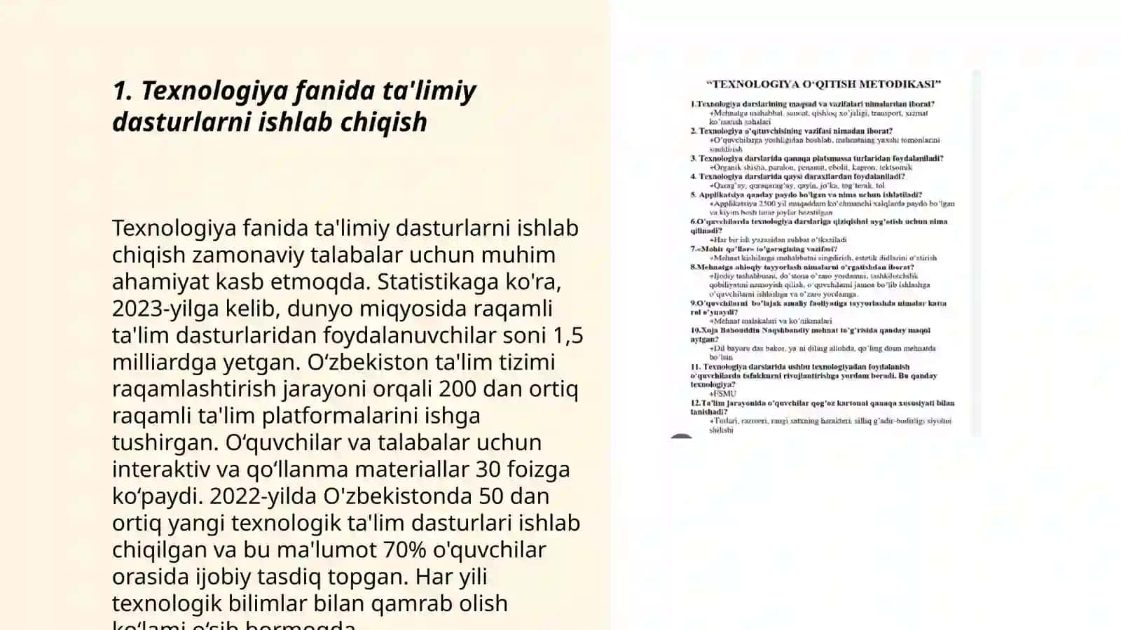 Texnologiya fanida ish rejasini ishlab chiqish va amalga oshirish 3