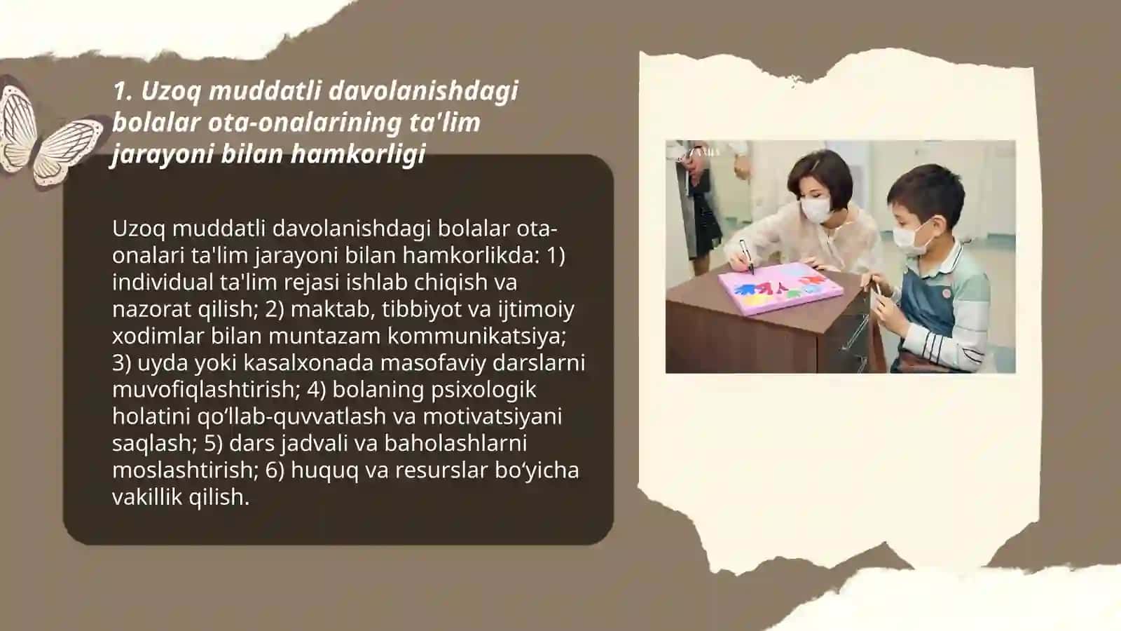 Uzoq muddatli davolanishdagi bolalar ota-onalarining ta'lim jarayoni bilan hamkorligi 3
