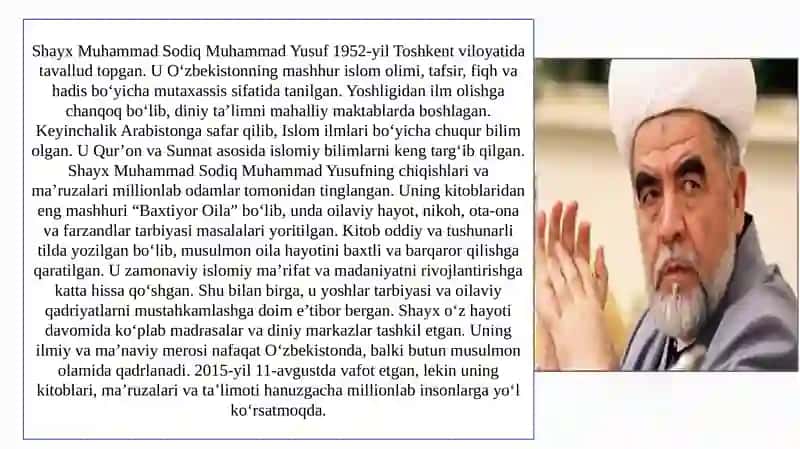 Shayx Muhammad Sodiq Muhammad Yusufning Baxtiyor oila asarida islom qadriyatlarining talqini 3
