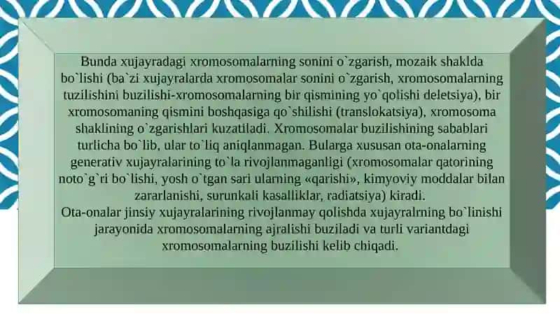 MODDALAR ALMASHINUVINING BUZILISH NATIJASIDA KELIB CHIQQAN OLIGOFRENIYA 3