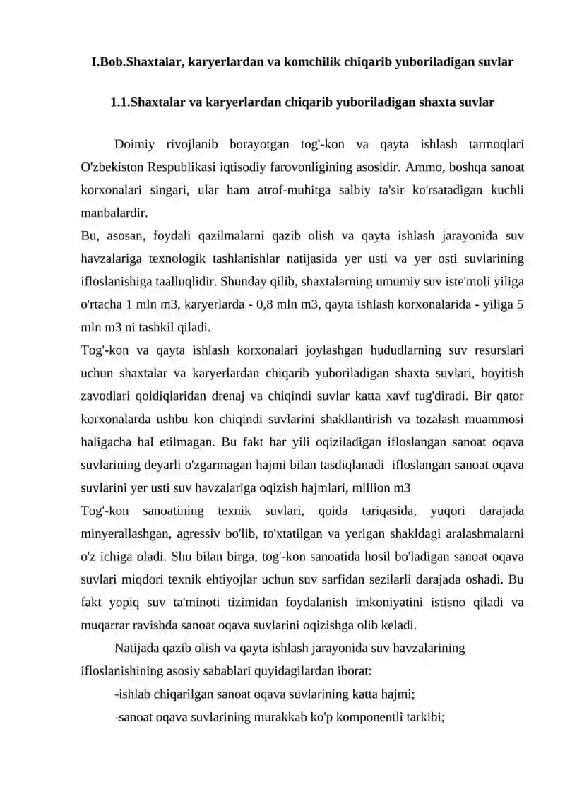 Shaxta suv chiqarish qurilmalari xarakteristikasi 3