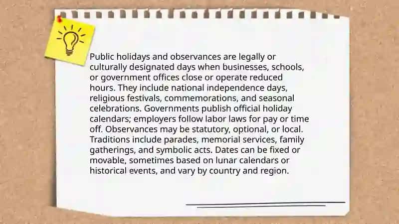 Public Holidays and Observances 3
