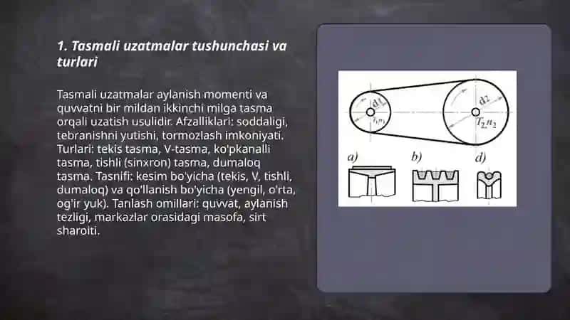 Tasmali uzatmalar. Hisoblash va tanlash usullari 3