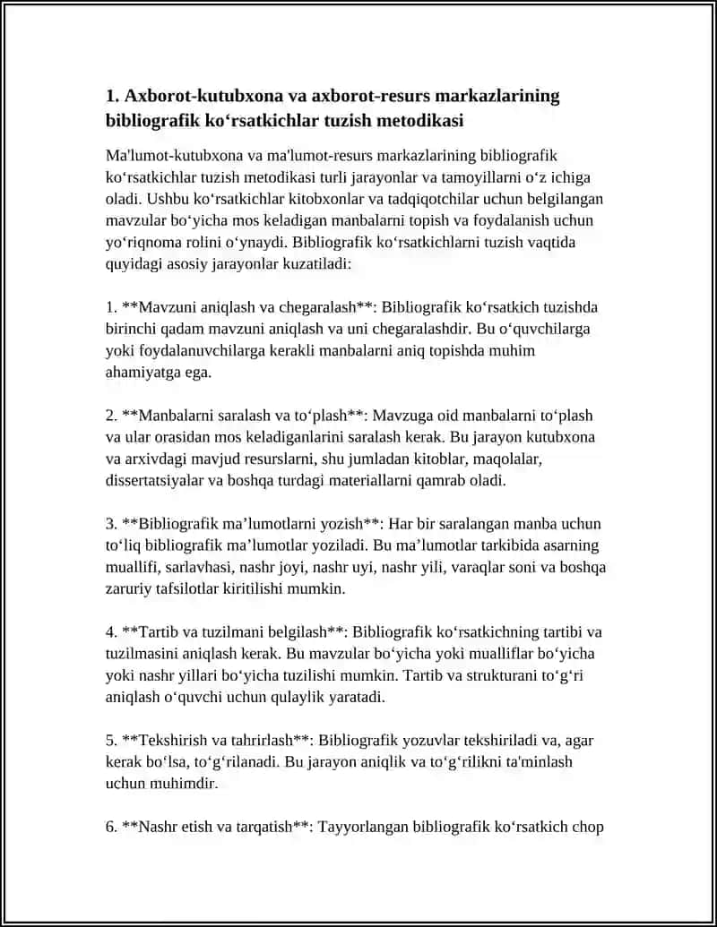 AXBOROT-KUTUBXONA, AXBOROT-RESURS MARKAZLARINING BIBLIOGRAFIK FAOLIYATI 3