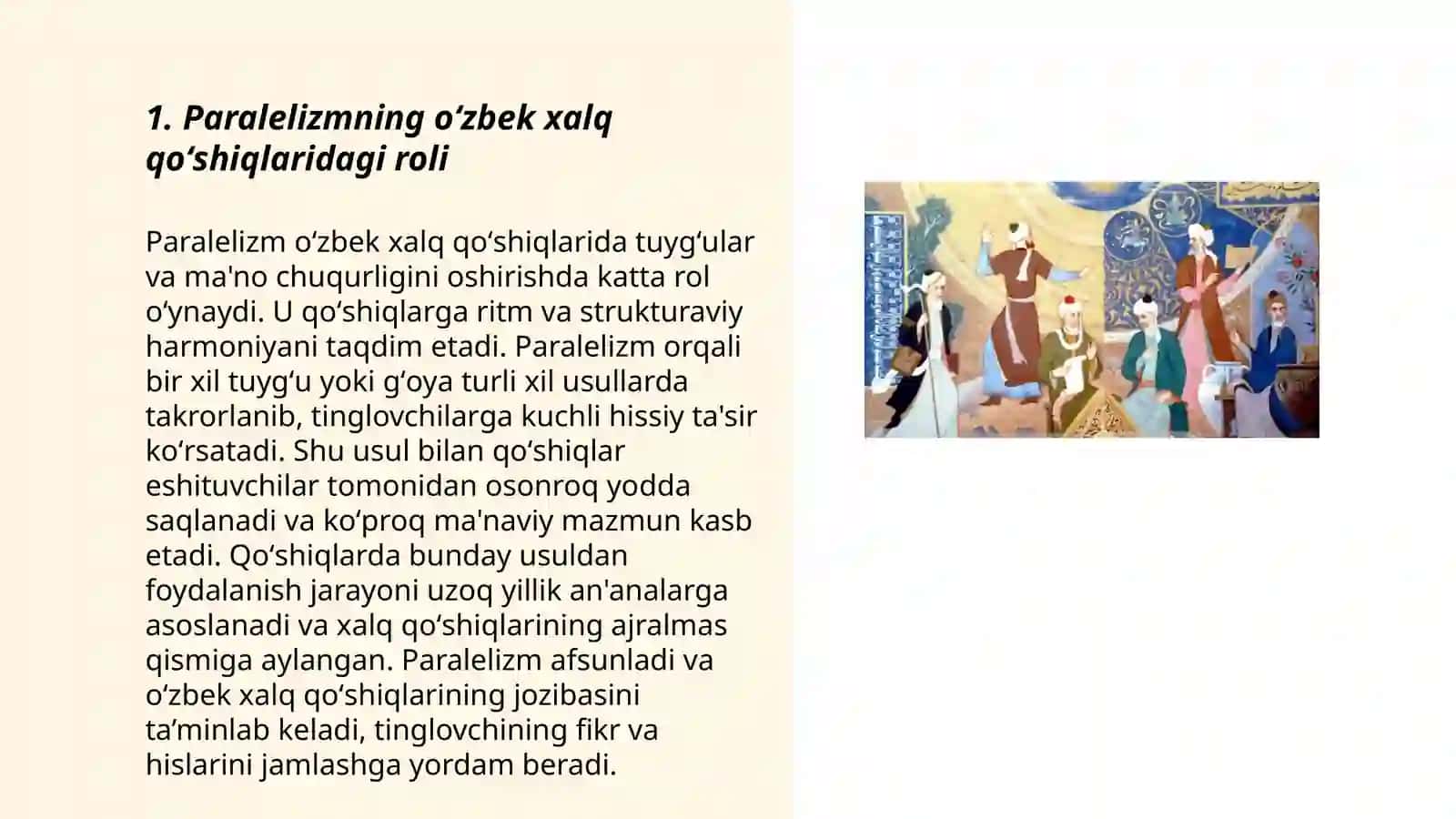 Paralelizm-oʻzbek xalq qoʻshiqlarining tarkibiy qismi sifatida 3