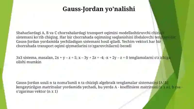 Chiziqli algebrik tenglamalar sistemasini yechish va tekshirish 3