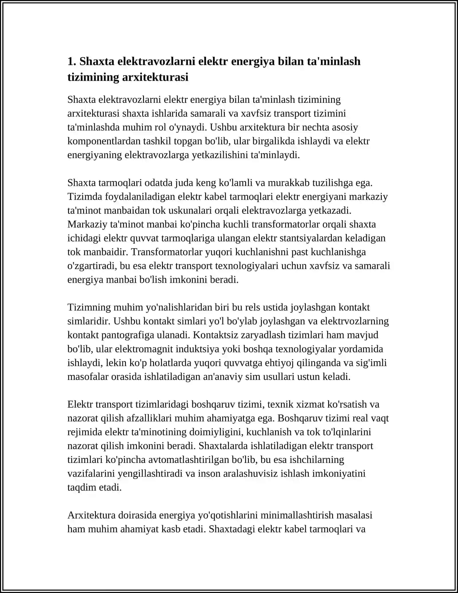 SHAXTA ELEKTRAVOZLARNI ELEKTR ENERGIYA BILAN TAMINLASH 3