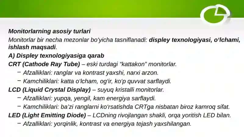 Monitor va ekraning turlari 3