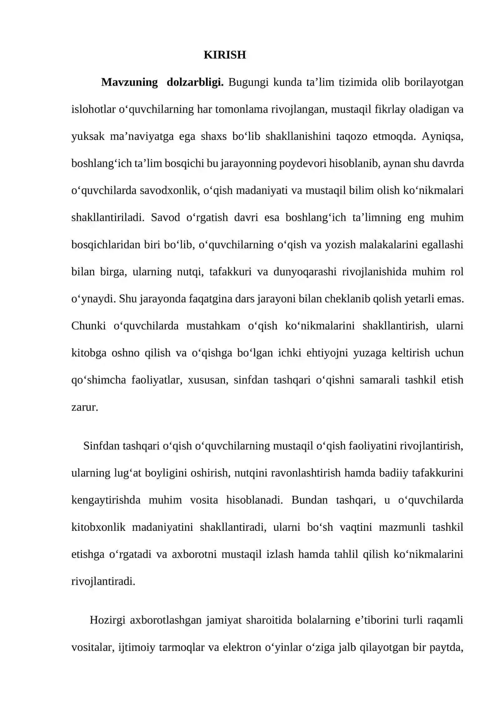 “Savod o’rgatish davrida sinfdan tashqari o’qishni tashkil etish” 3