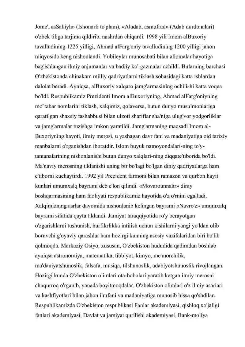 MUSTAQILLIK YILLARIDA O'ZBEKISTON MADANIYATI VA SAN'ATI 3