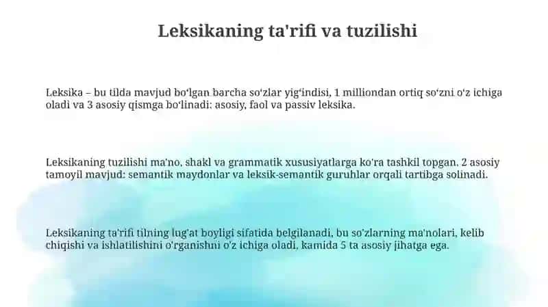 Leksik ma'noning murakkab strukturali butunlik ekanligi 3