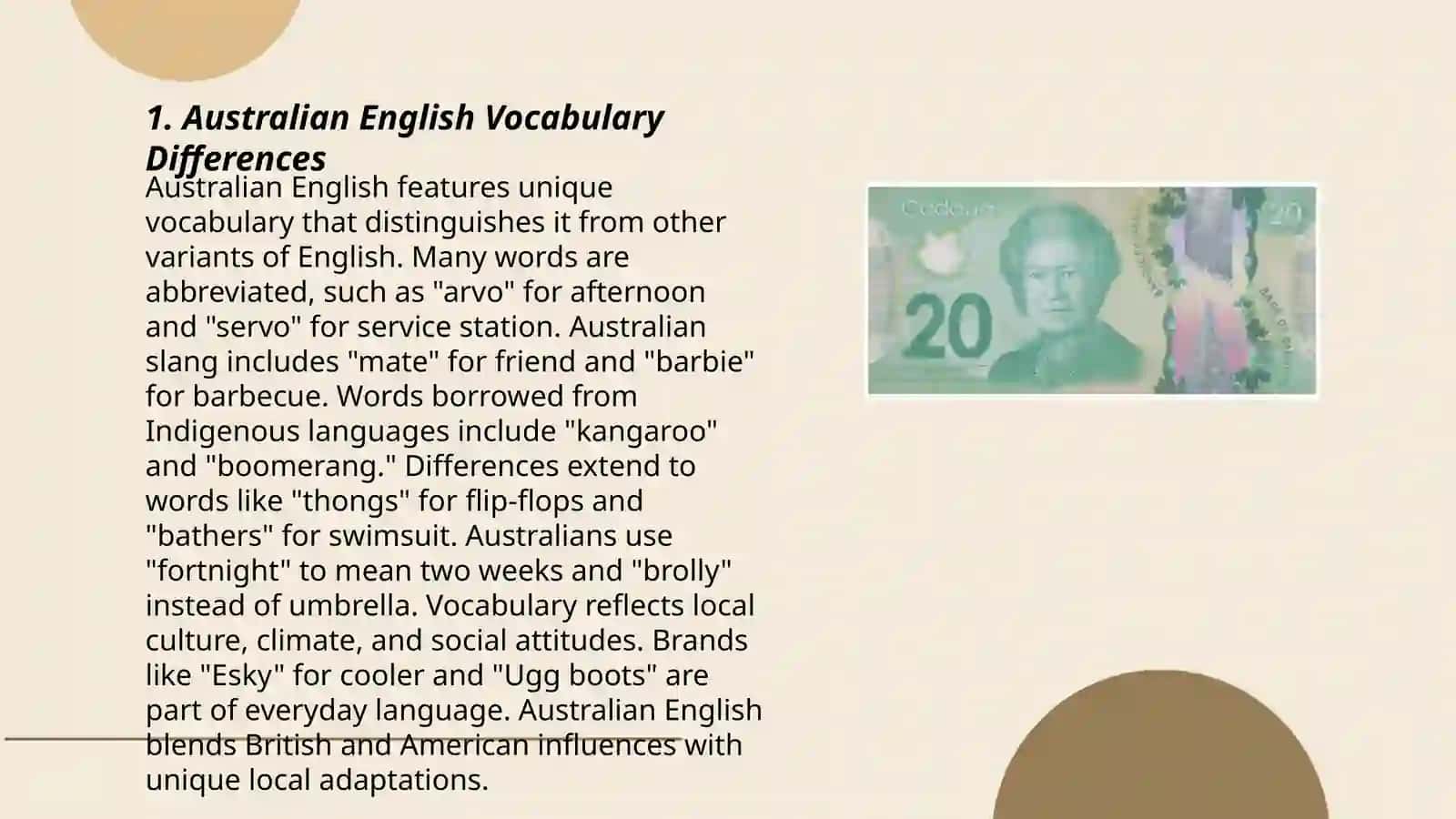 Variants of the English vocabulary Australian, Canadian, New Zealand English 3