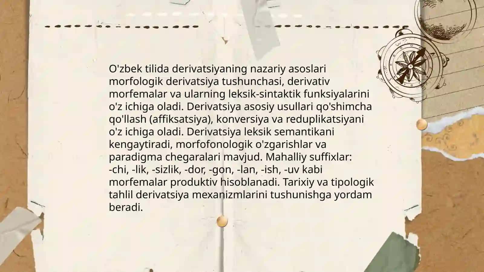 O'zbek tili derivatsiyasi 3