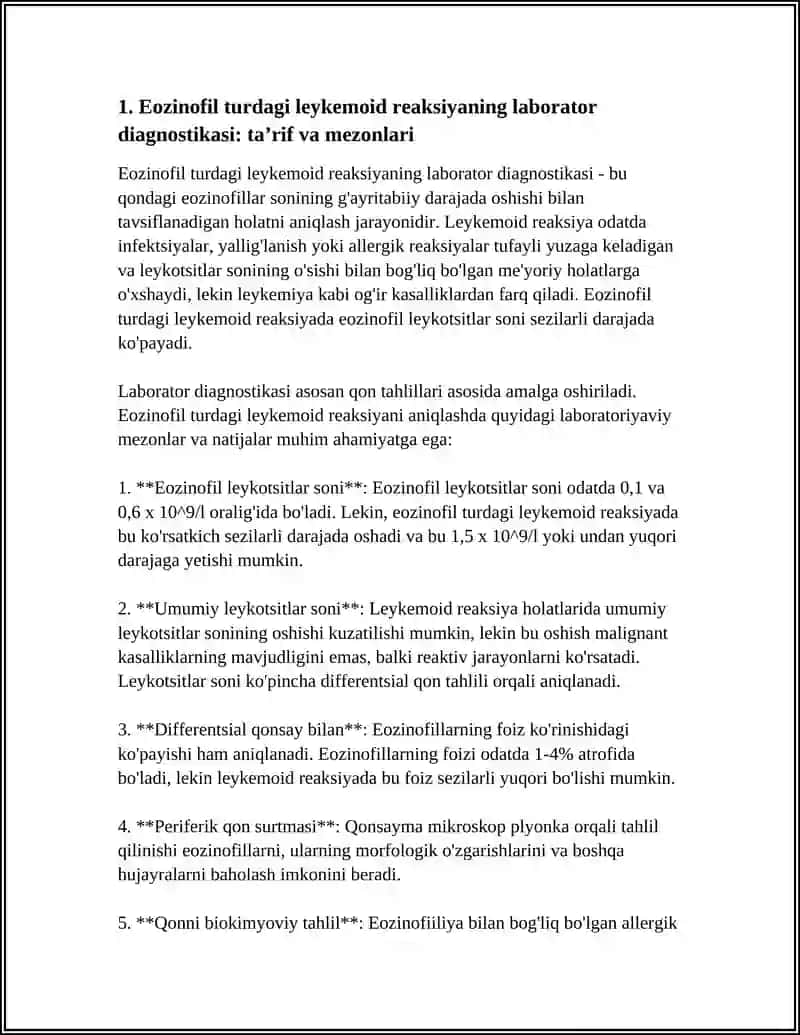 EOZINOFIL TURDAGI LEYKEMOID REAKSIYA LABORATOR DIAGNOSTIKASI 3