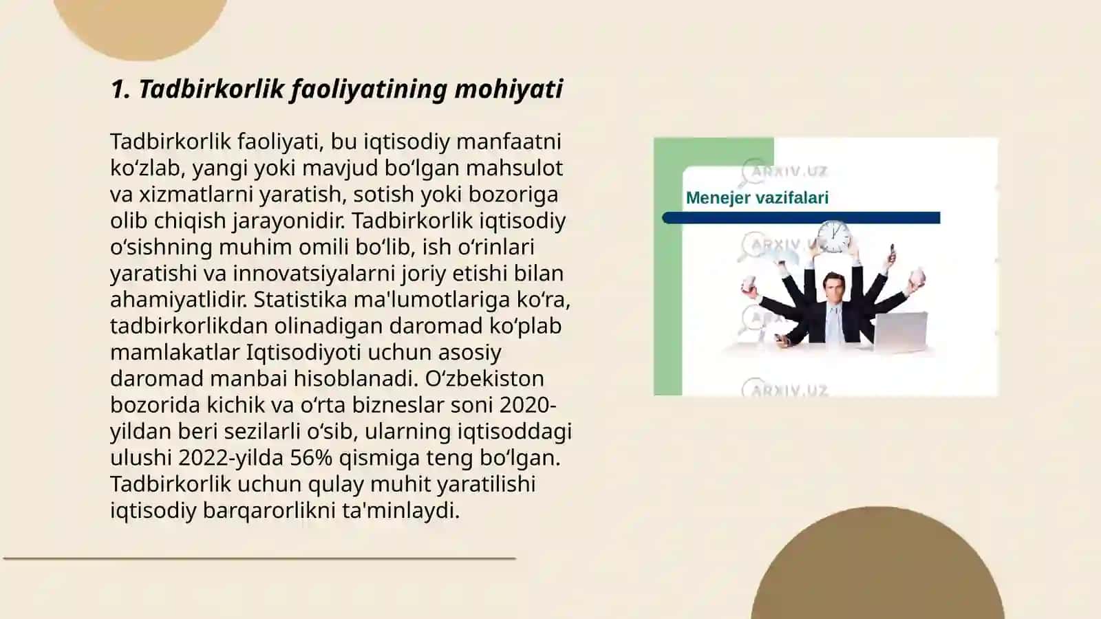 Tadbirkorlik faoliyati va shakllari 3