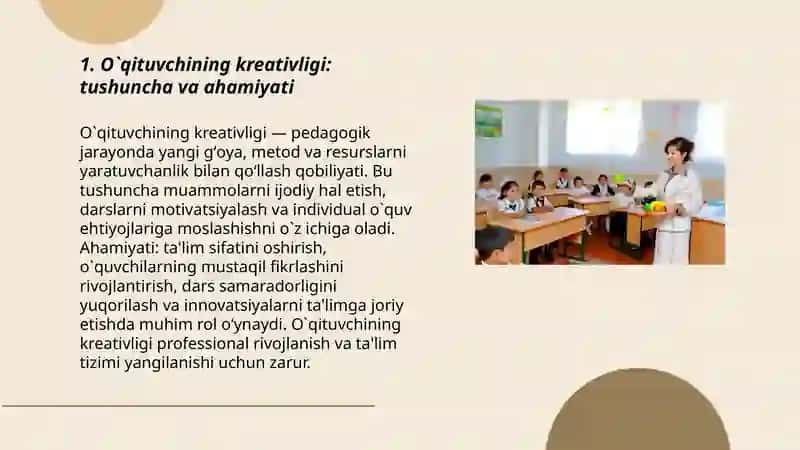 O`qituvchining kreativligi, kreativlikning tarkibiy komponentlari 3